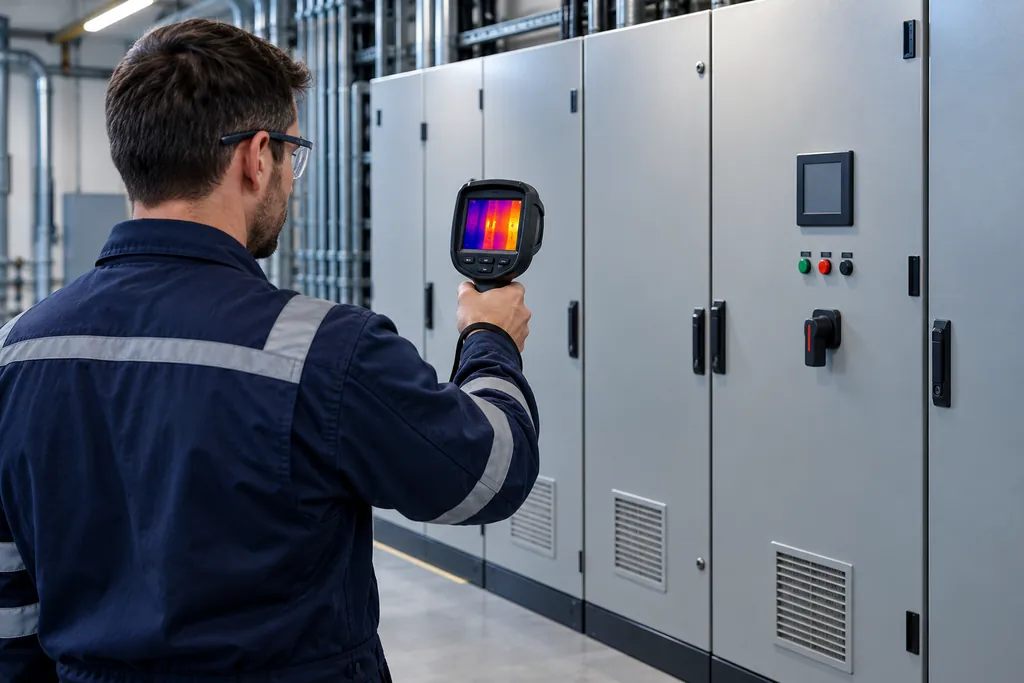 Imagen conceptual de una inspección eléctrica, generada con IA
